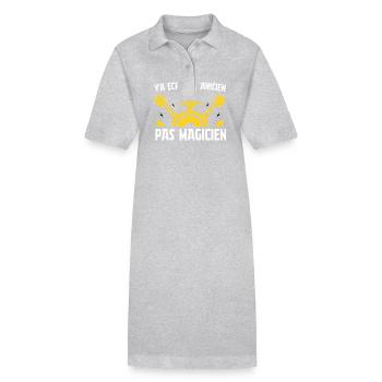 Y'a écrit mécanicien pas magicien - Robe polo bio PAIGER Stanley/Stella Femme - gris chiné - Devant