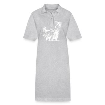 Verspielte Hundeskizze in Tinten Kritzellinien - Stanley/Stella Frauen Bio-Polokleid PAIGER - Grau meliert - Vorne