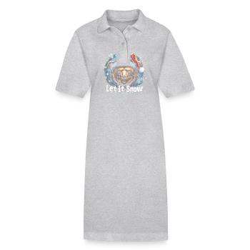 Let It Snow – Christmas Bear Design - Stanley/Stella PAIGER Organic Women’s Polo Dress - heather grey - Front