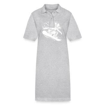 Snowboarder dynamique en action saut - Robe polo bio PAIGER Stanley/Stella Femme - gris chiné - Devant