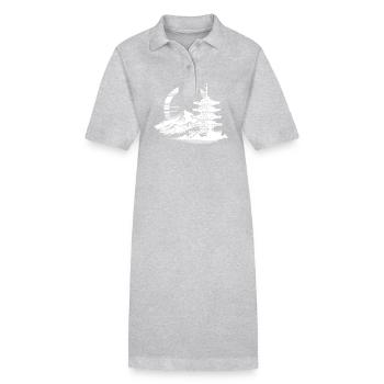 Temple japonais au paysage harmonieux - Robe polo bio PAIGER Stanley/Stella Femme - gris chiné - Devant