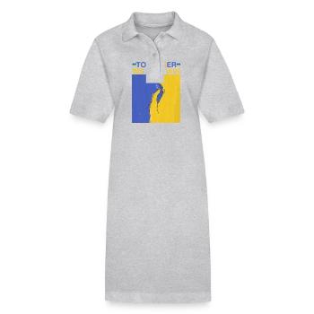 Ukraine - gemeinsam werden wir gewinnen - Stanley/Stella Frauen Bio-Polokleid PAIGER - Grau meliert - Vorne