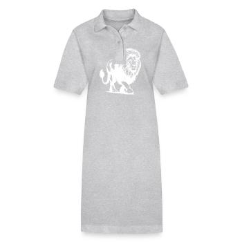 Puissant grand chat lion avec crinière - Robe polo bio PAIGER Stanley/Stella Femme - gris chiné - Devant