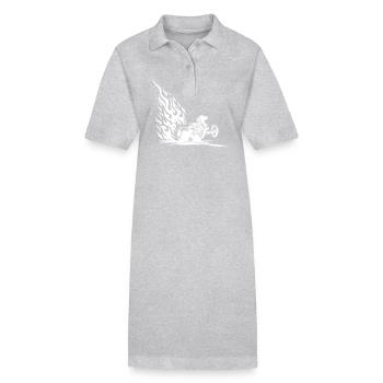 Voiture de dragster rapide avec moteur enflammé - Robe polo bio PAIGER Stanley/Stella Femme - gris chiné - Devant