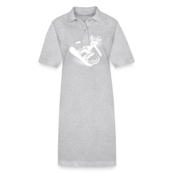 Wintersport Snowboarderin im Action Sprung - Stanley/Stella Frauen Bio-Polokleid PAIGER - Grau meliert - Vorne