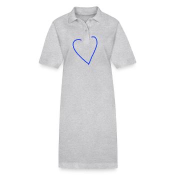 Bleu Coeur Bleu Foncé Bleu Royal Amour Amoureux - Robe polo bio PAIGER Stanley/Stella Femme - gris chiné - Devant