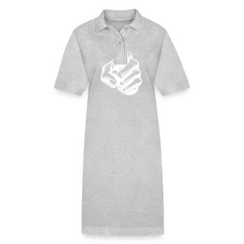 Main avec l’index doigt pointant geste de la main - Robe polo bio PAIGER Stanley/Stella Femme - gris chiné - Devant