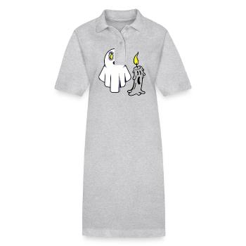 Halloween Ghost Ghost Kids Kid Girl Boy - Stanley/Stella PAIGER Organic Women’s Polo Dress - heather grey - Front