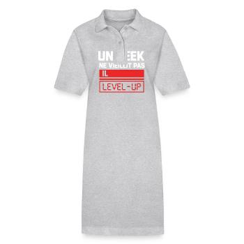 un geek ne vieillit pas il level up - Robe polo bio PAIGER Stanley/Stella Femme - gris chiné - Devant