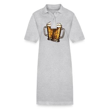 Bierkrug Bier Anstoßen - Stanley/Stella Frauen Bio-Polokleid PAIGER - Grau meliert - Vorne