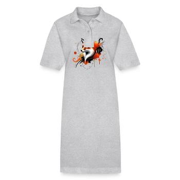Watercolor Fox, Fox - Stanley/Stella PAIGER Organic Women’s Polo Dress - heather grey - Front