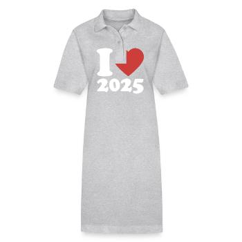 I Love 2025 - Heart - Happy New Year - Stanley/Stella PAIGER Organic Women’s Polo Dress - heather grey - Front