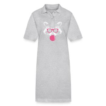Waschbär bläst Kaugummi - Süßer Kaugummi Waschbär - Stanley/Stella Frauen Bio-Polokleid PAIGER - Grau meliert - Vorne