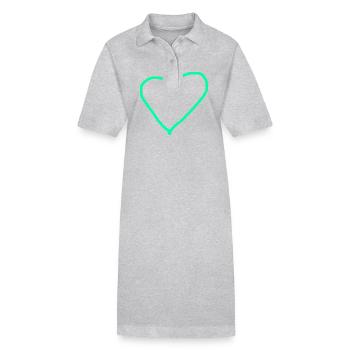 Idée cadeau coeur turquoise Turquoise vert bleu amour - Robe polo bio PAIGER Stanley/Stella Femme - gris chiné - Devant
