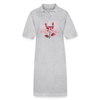 Rose - Cooles botanisches Logo - Stanley/Stella Frauen Bio-Polokleid PAIGER - Grau meliert - Vorne