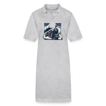 Die Kraft des Dampfes - Grafik einer Dampflok - Stanley/Stella Frauen Bio-Polokleid PAIGER - Grau meliert - Vorne