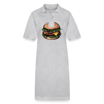 Burgers - restauration rapide - délicieux - Robe polo bio PAIGER Stanley/Stella Femme - gris chiné - Devant