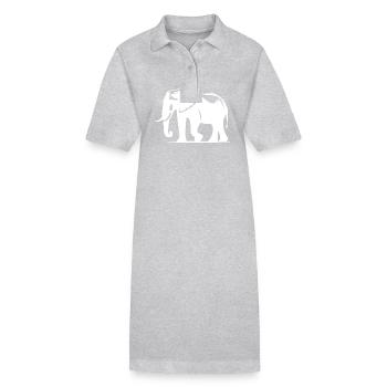 Grande silhouette d’éléphant avec défenses - Robe polo bio PAIGER Stanley/Stella Femme - gris chiné - Devant