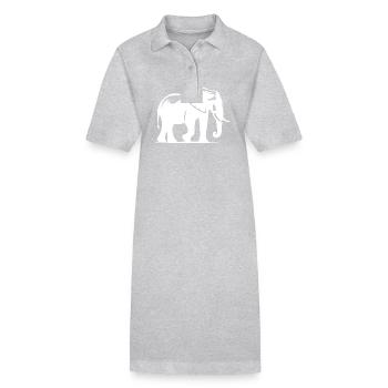 Portrait de silhouette d’éléphant avec défenses - Robe polo bio PAIGER Stanley/Stella Femme - gris chiné - Devant