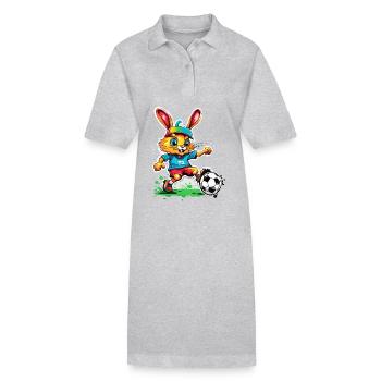 Soccer Bunny / Animal / Soccer / Goal / Sports - Stanley/Stella PAIGER Organic Women’s Polo Dress - heather grey - Front
