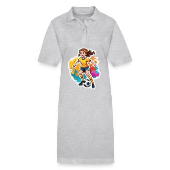 Fußballerin / Sport / Fußballplatz / Verein / FC - Stanley/Stella Frauen Bio-Polokleid PAIGER - Grau meliert - Vorne