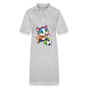 Soccer Cat / Animal / Soccer / Goal / Sports - Stanley/Stella PAIGER Organic Women’s Polo Dress - heather grey - Front