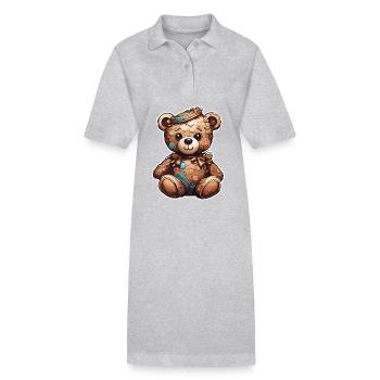 Teddybär / Kuscheltier / Stofftier / Geschenkidee - Stanley/Stella Frauen Bio-Polokleid PAIGER - Grau meliert - Vorne