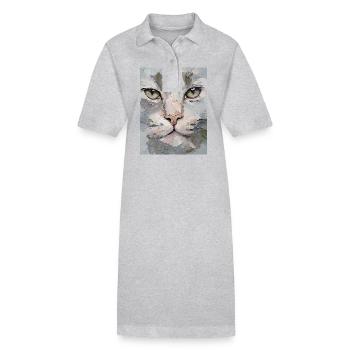 Lynx Painting Oil Paints Gift - Stanley/Stella PAIGER Organic Women’s Polo Dress - heather grey - Front