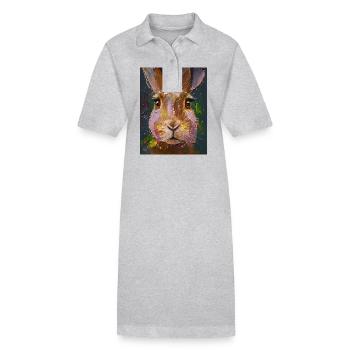 Hare Painting Oil Paints Gift - Stanley/Stella PAIGER Organic Women’s Polo Dress - heather grey - Front