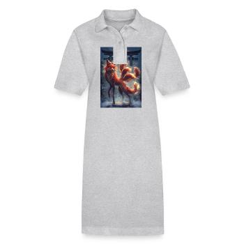Fuchsfee China Mythologie Geschenk - Stanley/Stella Frauen Bio-Polokleid PAIGER - Grau meliert - Vorne