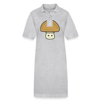 Kawaii Pilz Champignon Kawaii Gemüse Kawaii Obst - Stanley/Stella Frauen Bio-Polokleid PAIGER - Grau meliert - Vorne