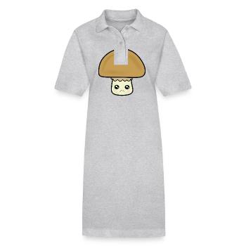 Kawaii Pilz Champignon Kawaii Gemüse Kawaii Obst - Stanley/Stella Frauen Bio-Polokleid PAIGER - Grau meliert - Vorne