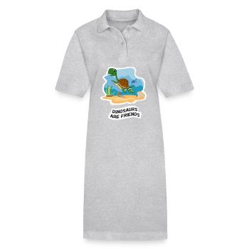Dinosaurs are Friends - Stanley/Stella Frauen Bio-Polokleid PAIGER - Grau meliert - Vorne