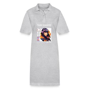 Heroine Neo-Cyber Anime DJ - Stanley/Stella PAIGER Organic Women’s Polo Dress - heather grey - Front