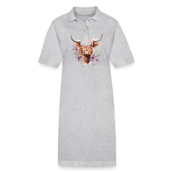 Rêves lunatiques des Highlands : Art coloré de la vache - Robe polo bio PAIGER Stanley/Stella Femme - gris chiné - Devant