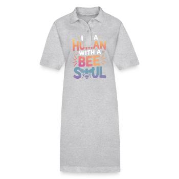abeille abeille apicultrice abeille abeille - Robe polo bio PAIGER Stanley/Stella Femme - gris chiné - Devant