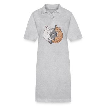 Niedliche Katzen schmusen zusammen für - Stanley/Stella Frauen Bio-Polokleid PAIGER - Grau meliert - Vorne