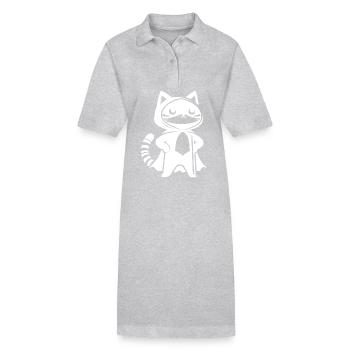Superhelden Katze Silhouette Umhang Minimalistisch - Stanley/Stella Frauen Bio-Polokleid PAIGER - Grau meliert - Vorne
