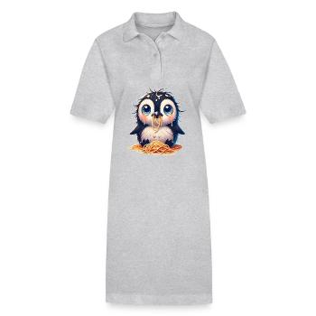 Süßer Pinguin Spaghetti Cartoon Tollpatschig - Stanley/Stella Frauen Bio-Polokleid PAIGER - Grau meliert - Vorne