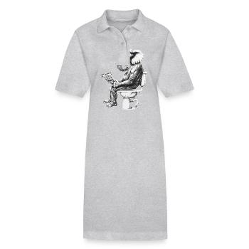 Lustiger Elefant auf WC – Kunstwerk in Schwarz-Wei - Stanley/Stella Frauen Bio-Polokleid PAIGER - Grau meliert - Vorne