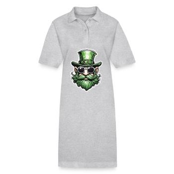 Leprechaun / Leprechaun / Vert / Gingembre / Irlande - Robe polo bio PAIGER Stanley/Stella Femme - gris chiné - Devant