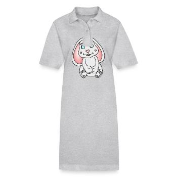 Süßer Hase mit Schlappohren - Stanley/Stella Frauen Bio-Polokleid PAIGER - Grau meliert - Vorne