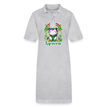 Lepricorne Saint-Patrick : charme et magie pour tous - Robe polo bio PAIGER Stanley/Stella Femme - gris chiné - Devant