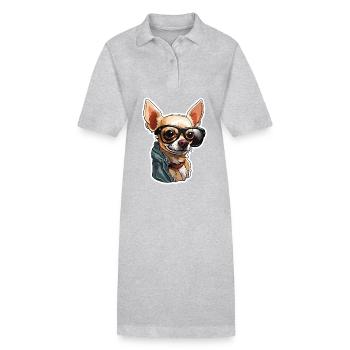 Chihuahua / petit chien / animal / minuscule / race - Robe polo bio PAIGER Stanley/Stella Femme - gris chiné - Devant