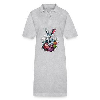 Osterhase / Ostern / Eier / Feiertage / Osterfest - Stanley/Stella Frauen Bio-Polokleid PAIGER - Grau meliert - Vorne