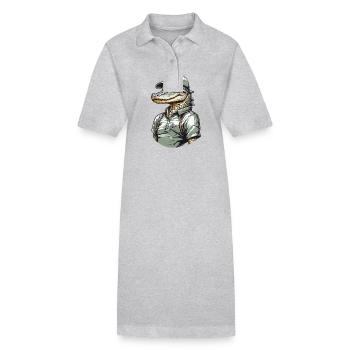 Crocodile Golfer Aesthetic Golfer Streetwear - Stanley/Stella PAIGER Organic Women’s Polo Dress - heather grey - Front