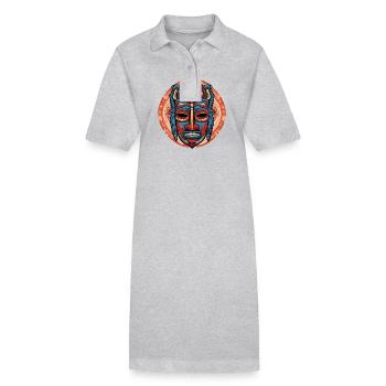 Kunstvoll farbenfrohe Inka Aztekenmaske - Stanley/Stella Frauen Bio-Polokleid PAIGER - Grau meliert - Vorne