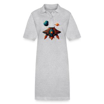 Fantasievolles Raumschiff fliegende Untertasse - Stanley/Stella Frauen Bio-Polokleid PAIGER - Grau meliert - Vorne