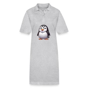 Dessin animé sceptique du pingouin coquin - Robe polo bio PAIGER Stanley/Stella Femme - gris chiné - Devant