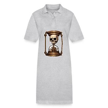 Sanduhr / Zeitmesser / Antik /Sandkörner / Ablauf - Stanley/Stella Frauen Bio-Polokleid PAIGER - Grau meliert - Vorne